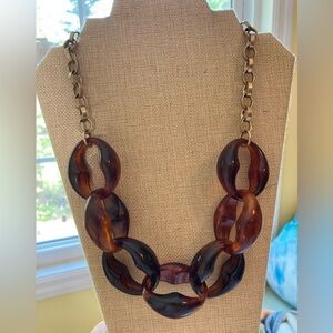 Loft Chunky Faux Tortoise Plastic Link‎ Necklace